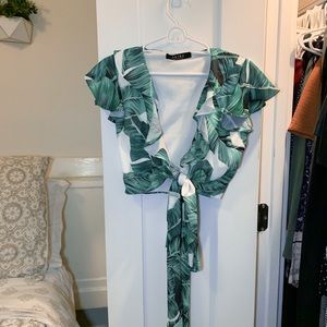 Akira Floral Print Tie Front Summer Top